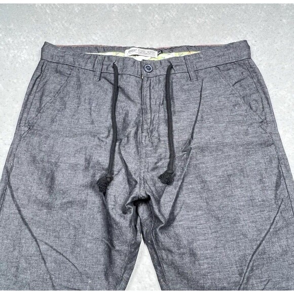 Private Member Pants Mens SZ X-Large Charcoal Gray Drawstring Linen Blend Pants - Picture 2 of 11